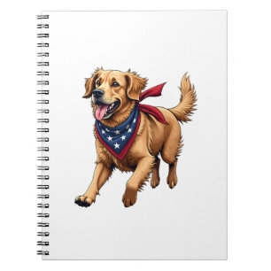 Caderno Espiral Camisa de Gravura Vintage Freedom Golden Retriever