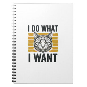 Caderno Espiral Camisa de Gravura Vintage Gato Engraçado Eu Faço o