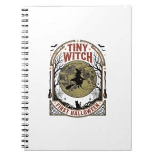 Caderno Espiral Camisa de Halloween de Bruxa Bebê para Primeira Te