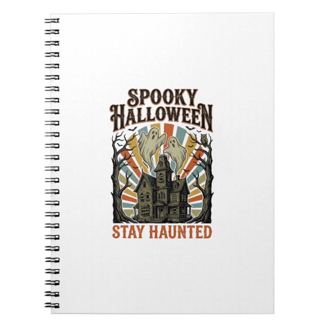 Caderno Espiral Camisa de Halloween de Casa Assombrada com Fantasm (Frente)