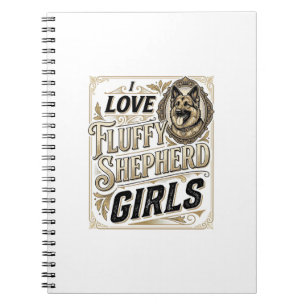 Caderno Espiral Camisa de Menina Pastor Alemão Vintage Gravação Cã