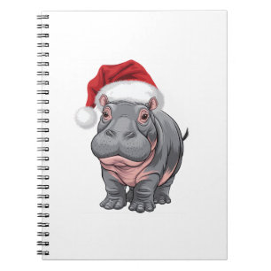 Caderno Espiral Camisa de Natal do Bebê Hipopótamo Moo Deng para C