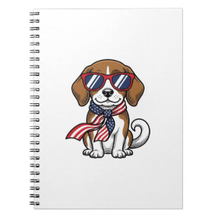 Caderno Espiral Camisa de Óculos de Sol de Cachorro Beagle Patriot