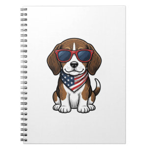 Caderno Espiral Camisa de Óculos de Sol de Cachorro Beagle Patriót