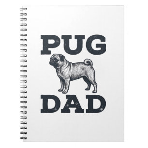 Caderno Espiral Camisa de Pai de Pug com Desenho de Gravura Vintag