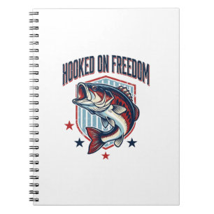 Caderno Espiral Camisa de Pesca de Bass Vintage Presa à Liberdade 