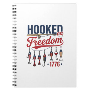 Caderno Espiral Camisa de Pesca Patriótica Hooked on Freedom Desig