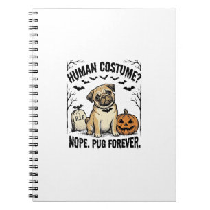 Caderno Espiral Camisa de Pug de Halloween Vintage Roupa de Cachor