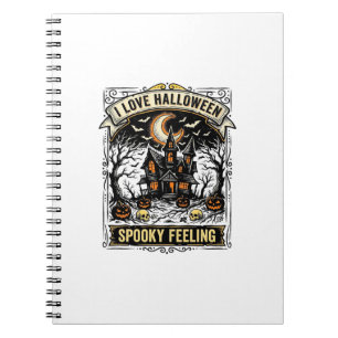 Caderno Espiral Camisa de Sentimento de Halloween Casa Assombrada