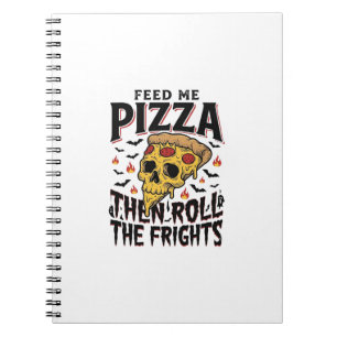 Caderno Espiral Camisa de Terror de Pizza Gravura Vintage Noite de