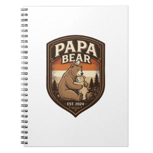 Caderno Espiral Camisa de Urso de Gravura Vintage Papa Urso Design