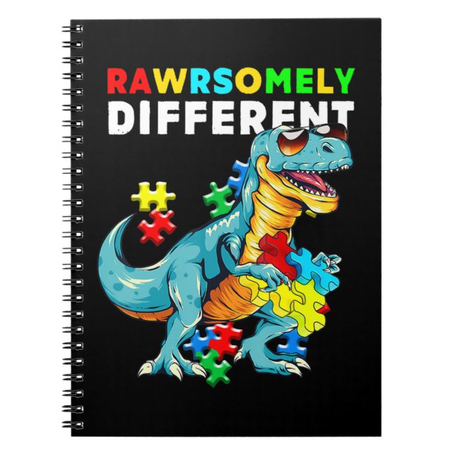 Caderno Espiral Camisa Diferente Dinossaur Dino Autism Aw (Frente)