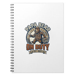 Caderno Espiral Camisa do Dia do Pai Urso Papa De Plantão Animal E