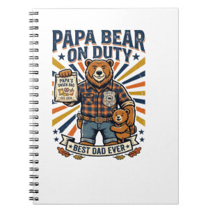 Caderno Espiral Camisa do Dia dos Pais Papai Urso em Serviço Anima