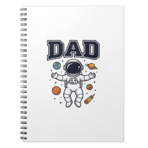 Caderno Espiral Camisa do Papai Astronauta Espaço Vetor Design_1
