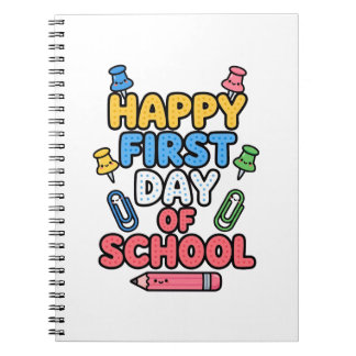 Caderno Espiral Camisa do Primeiro Dia de Aula Feliz