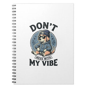 Caderno Espiral Camisa engraçada de cachorro legal vibe vintage ve
