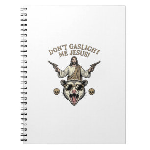 Caderno Espiral Camisa engraçada de Jesus Possum com desenho de gr