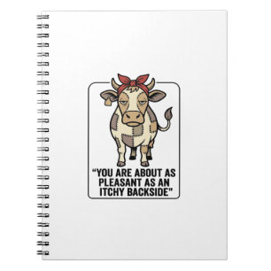 Caderno Espiral Camisa engraçada e rabugenta de vaca xadrez vintag