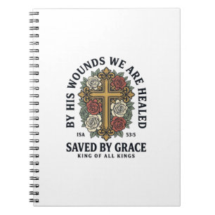 Caderno Espiral Camisa Floral Cruz Cristã Salva Pela Graça