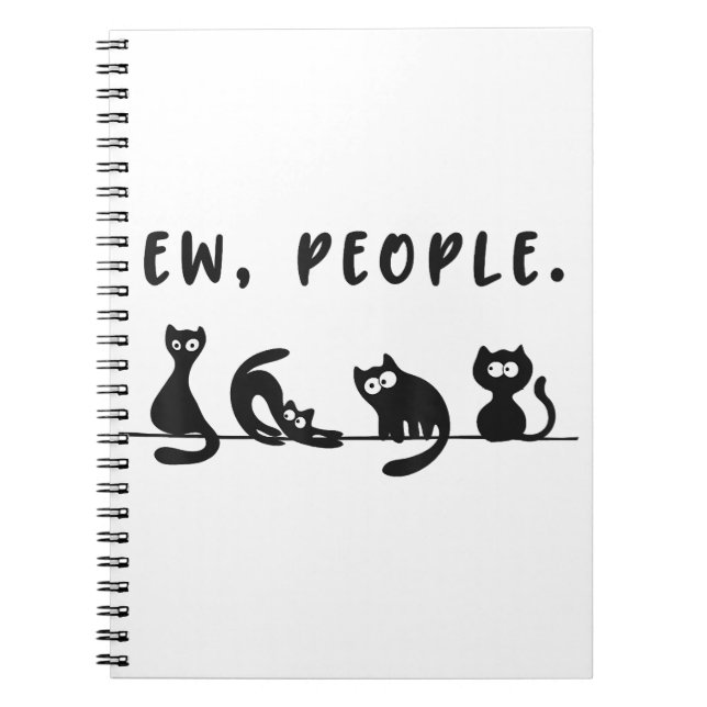 Caderno Espiral Camisa-gato-preto, mulheres engraçadas, novo gato- (Frente)