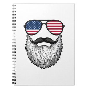 Caderno Espiral Camisa Gráfica de Óculos de Sol com Barba Patrióti