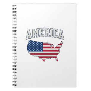 Caderno Espiral Camisa Gráfica Vintage Patriótica Mapa Bandeira da