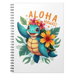 Caderno Espiral Camisa Havaiana Aloha Hawaii Sea Turtle Girl Women
