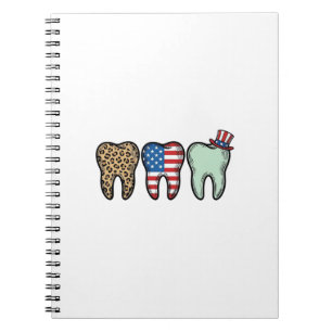 Caderno Espiral Camisa Leopardo Vintage Dente Dentista Patriota De
