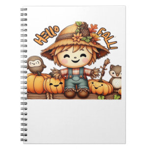 Caderno Espiral Camisa Oversized Espantalho de Outono Fofo com Abó