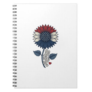 Caderno Espiral Camisa Patriótica Vintage América Girassol Design 