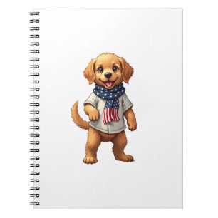 Caderno Espiral Camisa Patriótica Vintage Cachorrinho Dourado Amer