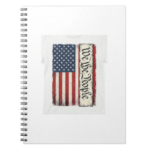 Caderno Espiral Camisa Patriótica Vintage We the People Flag Desig