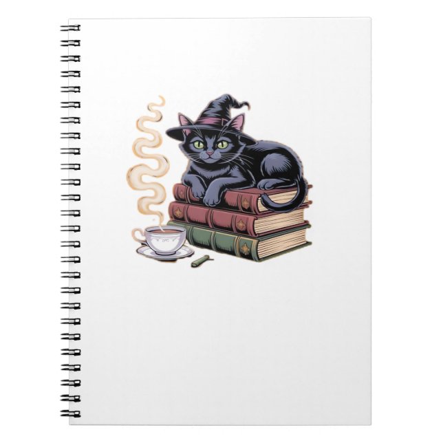 Caderno Espiral Camisa Pumpkin Clássica de Gato Negra (Frente)