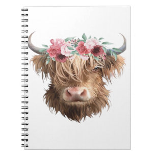 Caderno Espiral Camisa-T Clássica de Pintura de Vaca em Highland