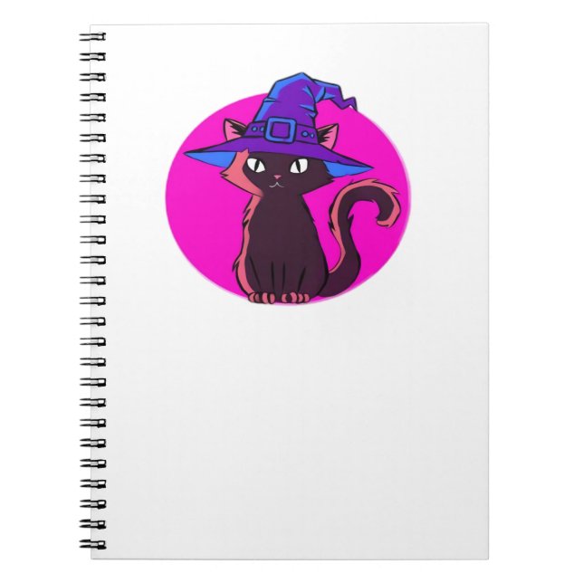 Caderno Espiral Camisa T Sobredimensionada De Gato De Halloween (Frente)