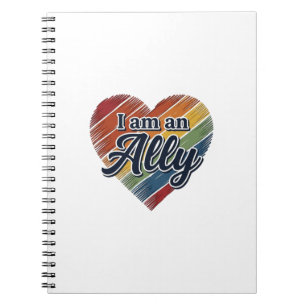 Caderno Espiral Camisa Vetorial Coração Aliado Arco-íris Design_1