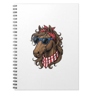 Caderno Espiral Camisa Vetorial de Cabeça de Cavalo Patriota Desig