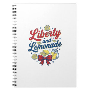 Caderno Espiral Camisa Vetorial de Limão Patriótico Liberdade e Li