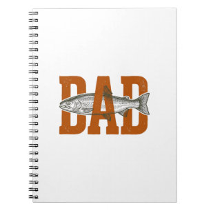 Caderno Espiral Camisa Vetorial de Pesca do Papai Vintage Design_1