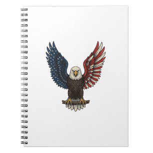 Caderno Espiral Camisa Vetorial Vintage Águia Patriótica Design_1
