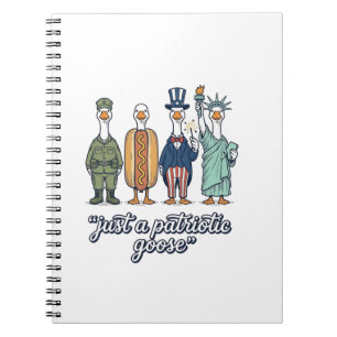 Caderno Espiral Camisa Vetorial Vintage de Ganso Patriótico_1