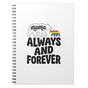 Caderno Espiral Camisa Vintage Arco-Íris Mamãe Urso Sempre E Para