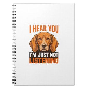 Caderno Espiral Camisa Vintage Cachorro Engraçado Eu Ouço Você Não