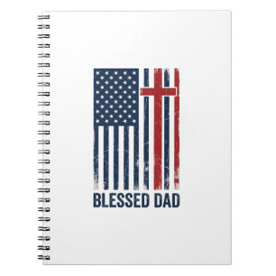 Caderno Espiral Camisa Vintage Cruz Bandeira Cristã Pai Abençoado 