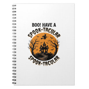 Caderno Espiral Camisa Vintage de Casa Assombrada de Halloween Esp