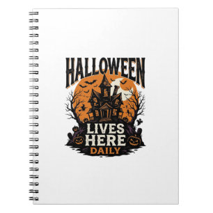 Caderno Espiral Camisa Vintage de Halloween Casa Assombrada Todos