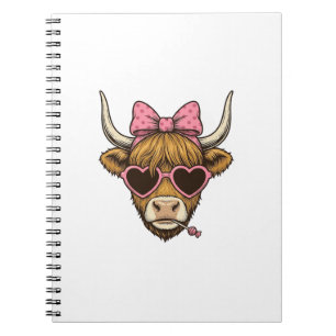 Caderno Espiral Camisa Vintage de Óculos de Coração de Vaca das Te