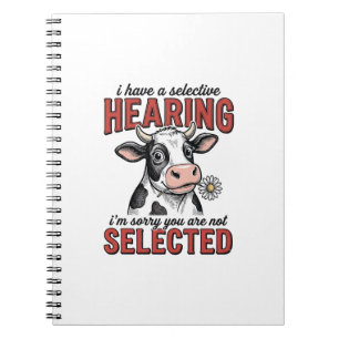 Caderno Espiral Camisa Vintage de Vaca com Audição Seletiva Engraç