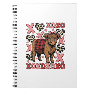 Caderno Espiral Camisa Vintage do Dia dos Namorados Vaca Highland